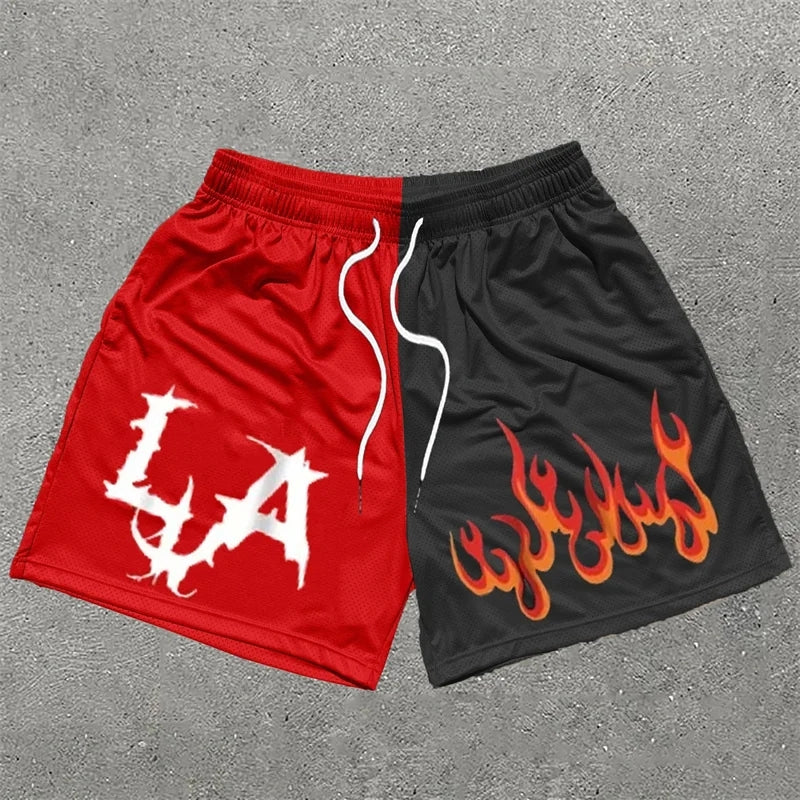 Pantalón Corto Deportivo Estilo Y2K con Estampado de Letras para Hombre