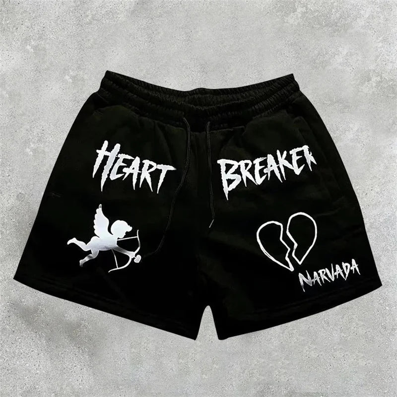 Pantalón Corto Deportivo Estilo Y2K con Estampado de Letras para Hombre