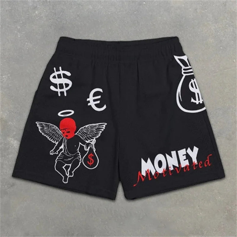 Pantalón Corto Deportivo Estilo Y2K con Estampado de Letras para Hombre