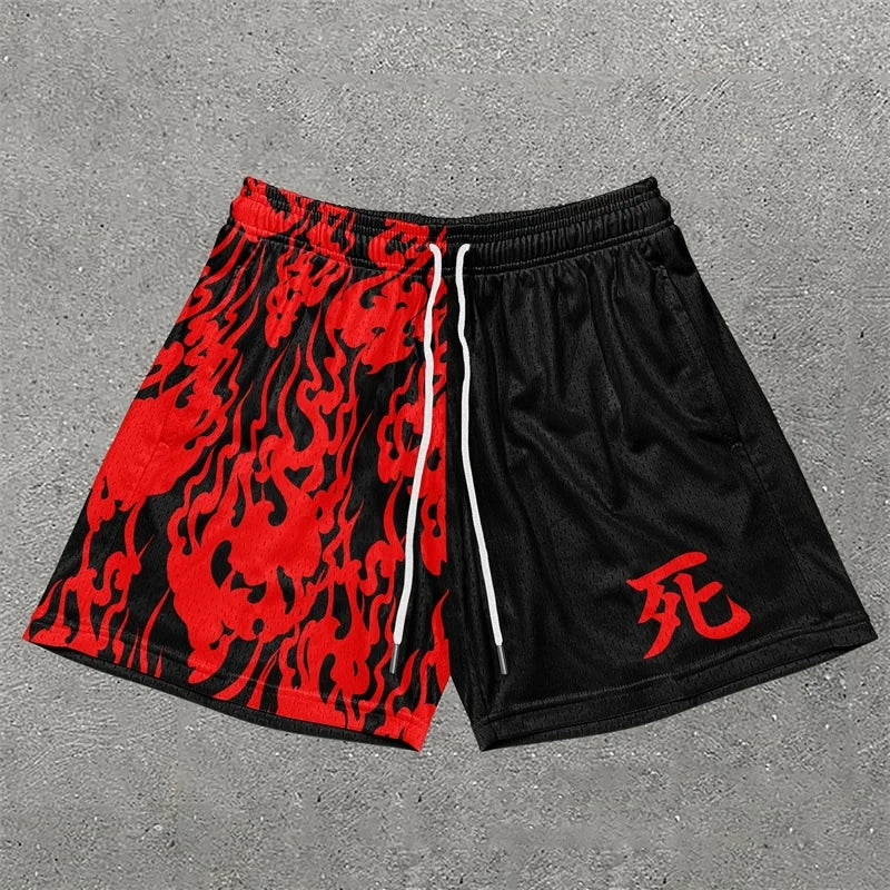 Pantalón Corto Deportivo Estilo Y2K con Estampado de Letras para Hombre