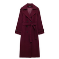 Abrigo Maxi Elegante con Solapa Burdeos