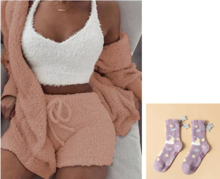 Conjunto de Shorts Cálidos y Suaves para Mujer