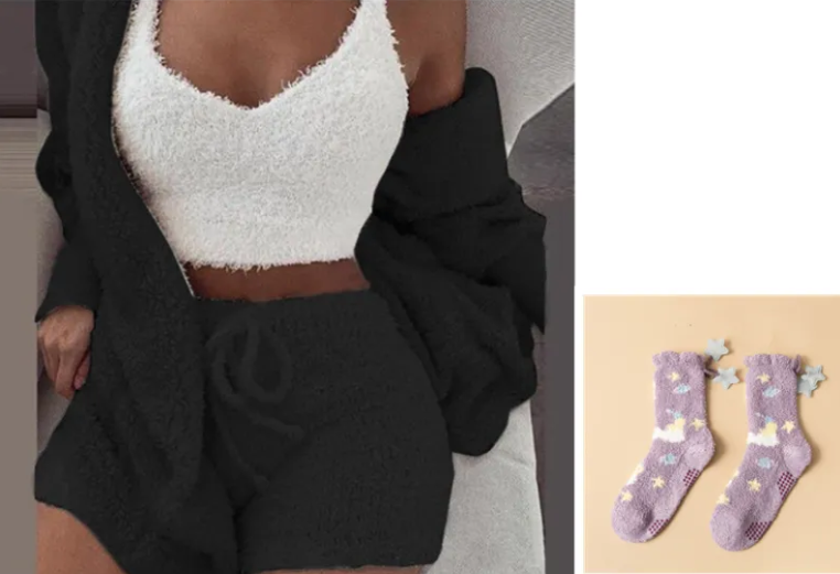 Conjunto de Shorts Cálidos y Suaves para Mujer