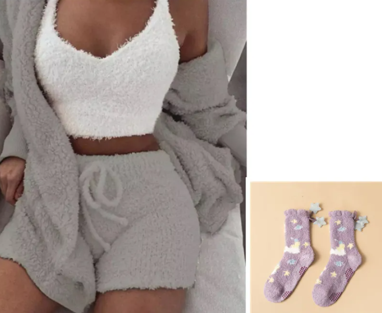 Conjunto de Shorts Cálidos y Suaves para Mujer