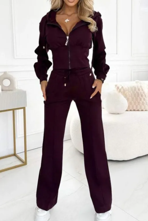 Conjunto de Chaqueta con Capucha y Cremallera y Pantalón Ajustado