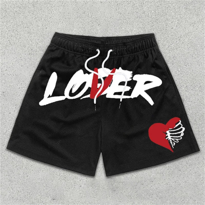 Pantalón Corto Deportivo Estilo Y2K con Estampado de Letras para Hombre
